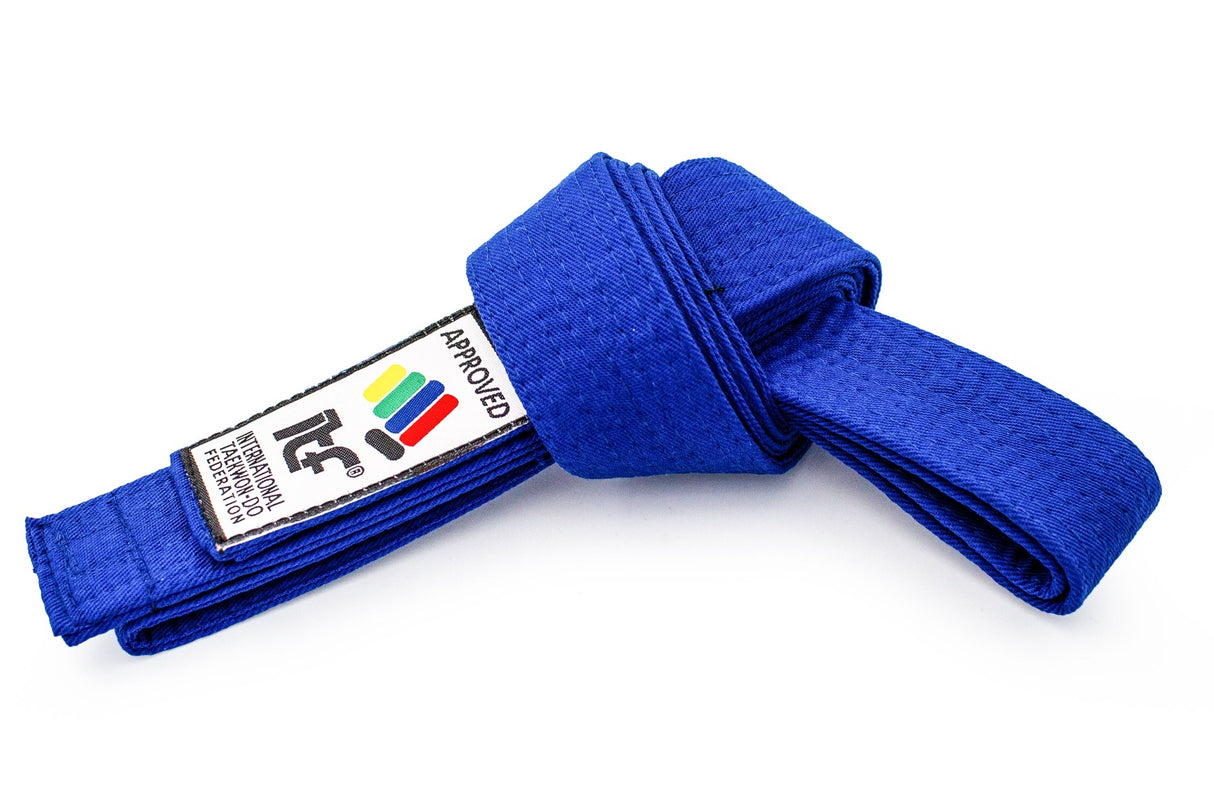 TOP TEN TaekwonDo belt “ITF” Blue 150 cm at Bytomic Trade and Wholesale