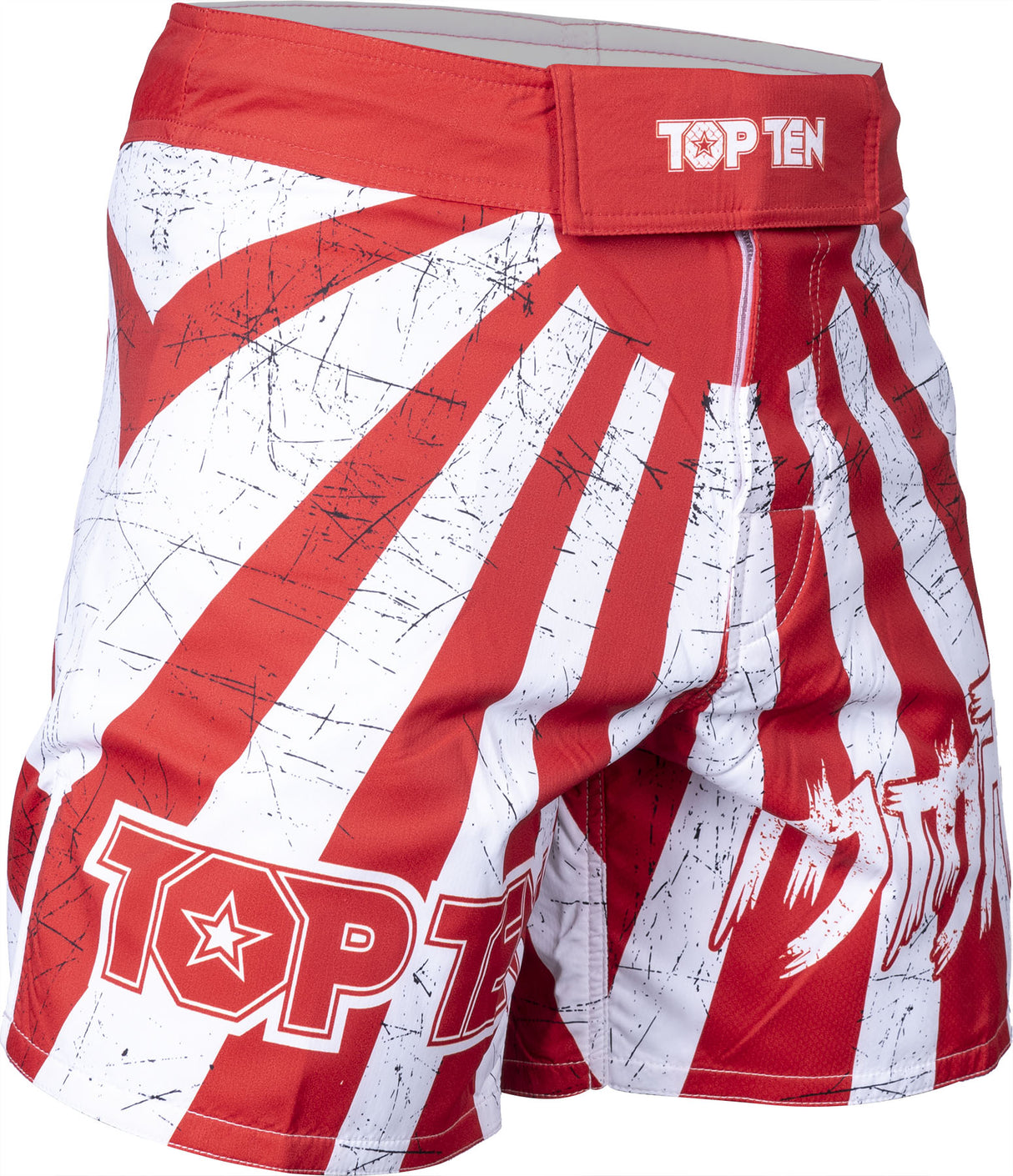 TOP TEN MMA MMAShorts “Samurai” = whitered White - Red 160 cm S at Bytomic Trade and Wholesale