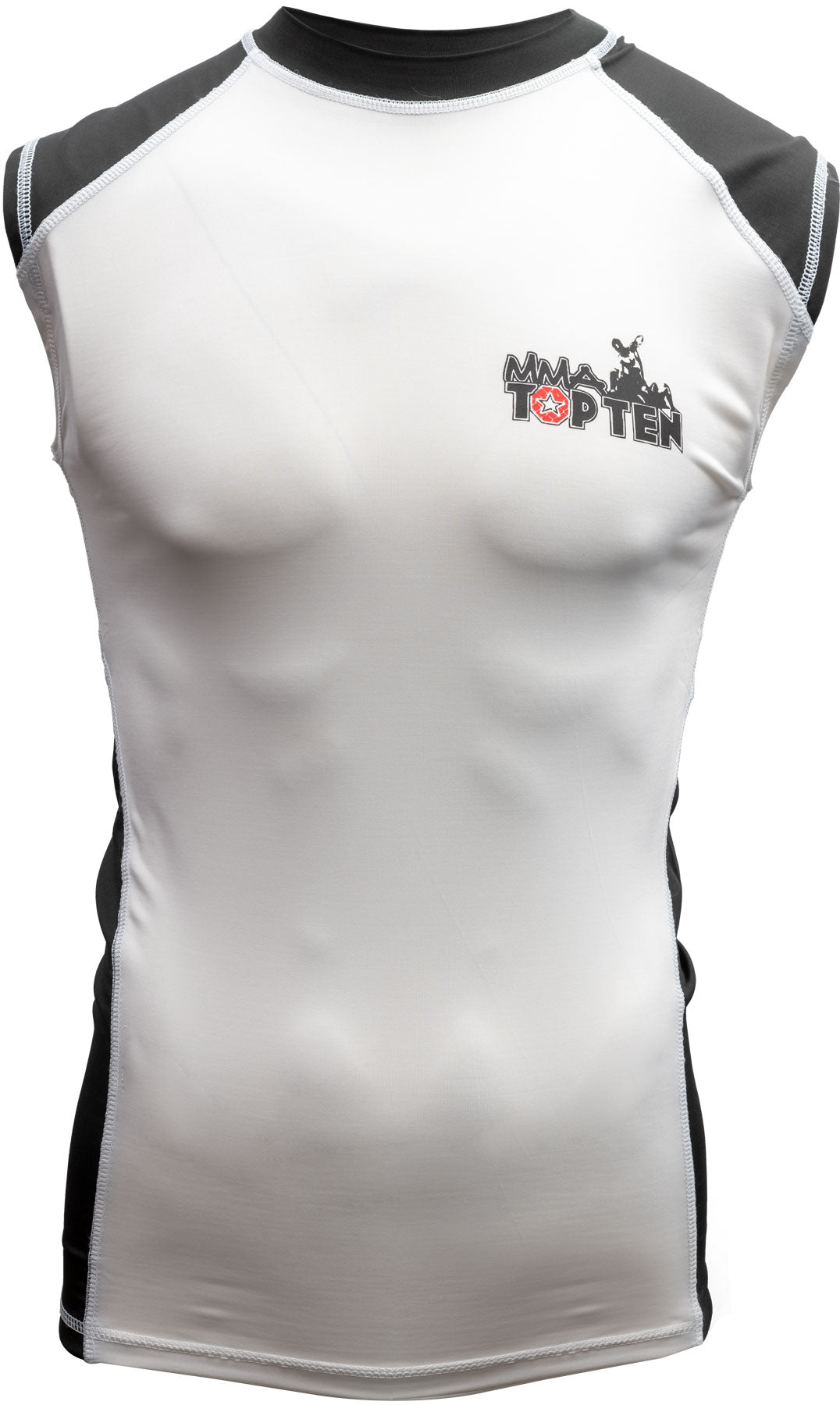 TOP TEN MMA Rash Guard sleeveless whiteblack White - Black XXL at Bytomic Trade and Wholesale