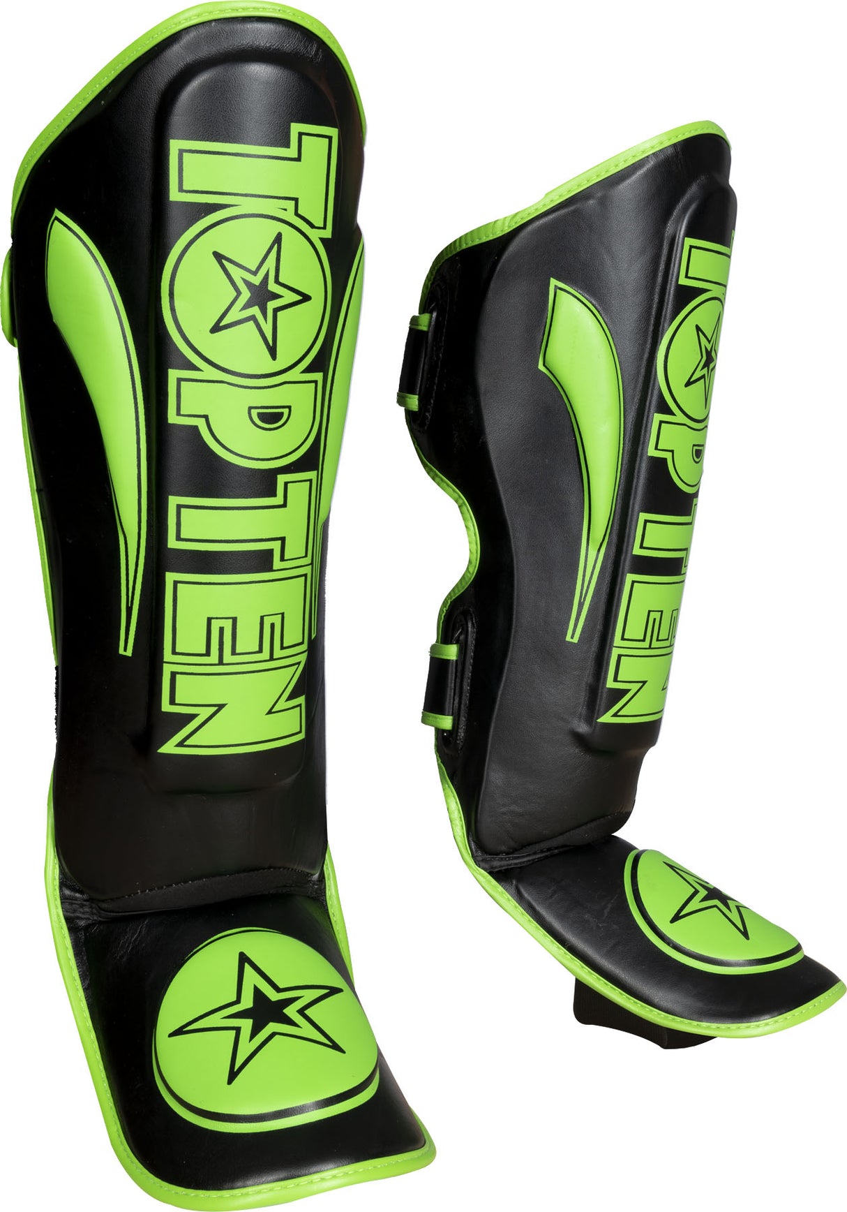 TOP TEN Shin and Instep Guard "Star Light“ blackblack Black - Green XL at Bytomic Trade and Wholesale