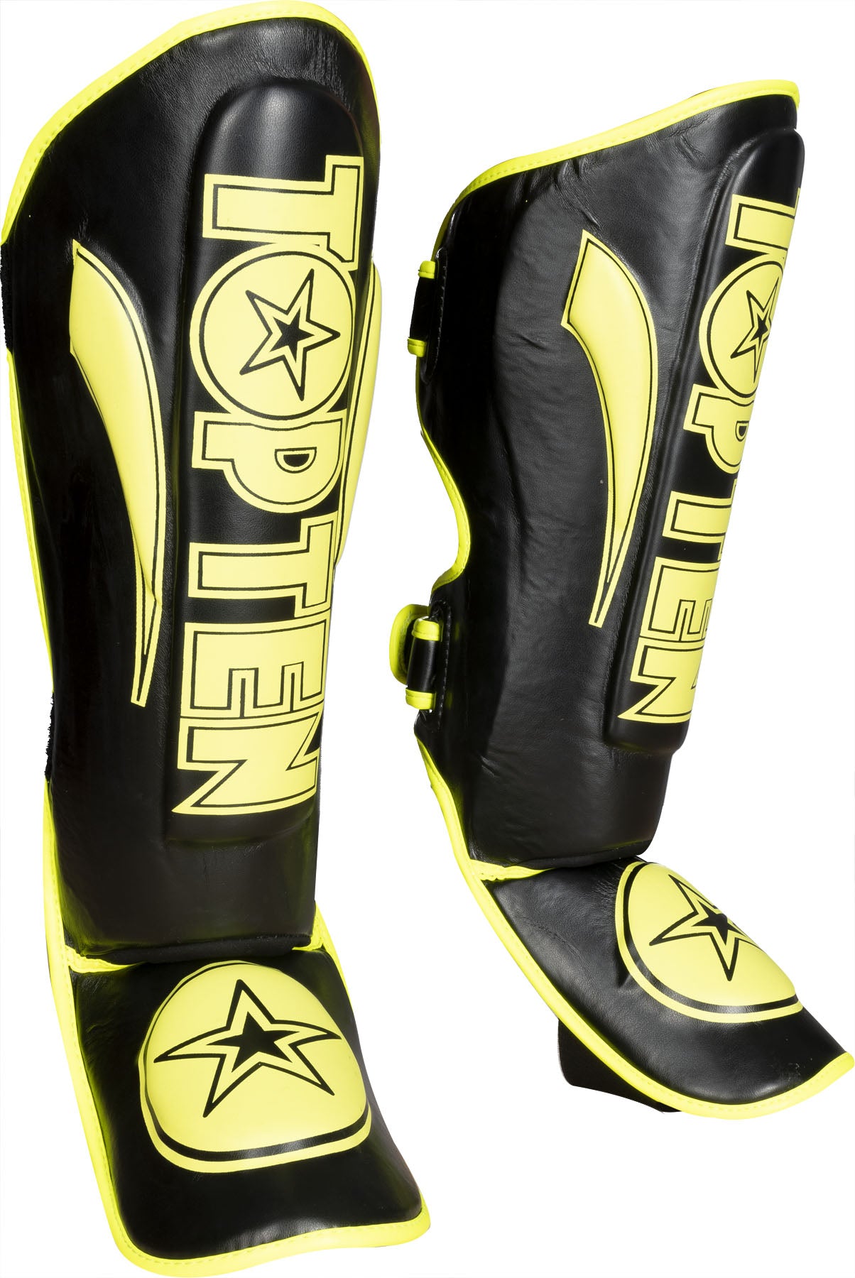 TOP TEN Shin and Instep Guard "Star Light“ blackblack Black - Yellow L at Bytomic Trade and Wholesale