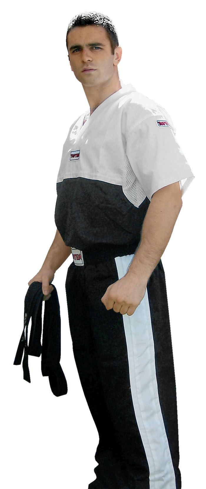 TOP TEN TShirt VNeck for kickboxing “Superfighter Collection” Black - White 160 cm S at Bytomic Trade and Wholesale