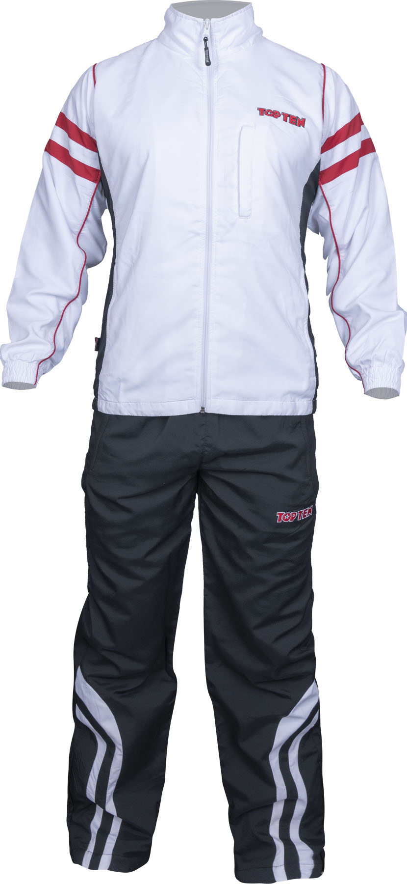 TOP TEN Tracksuit “Fight Elite” SlimFit for women = whiteblack White - Red 180 cm L at Bytomic Trade and Wholesale