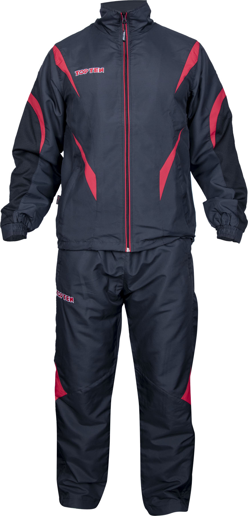 TOP TEN Tracksuit “Premium Quality” with black pants = blackred Black - Red 128 cm 128 at Bytomic Trade and Wholesale