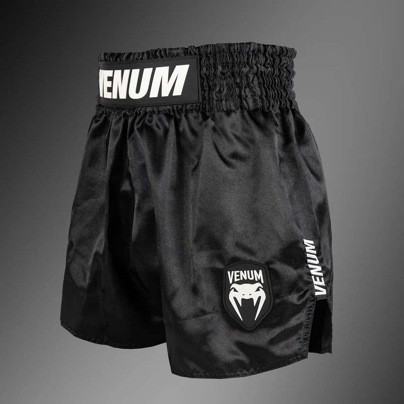 Venum Classic Evo Muay Thai Shorts Black/White at Bytomic Trade and Wholesale
