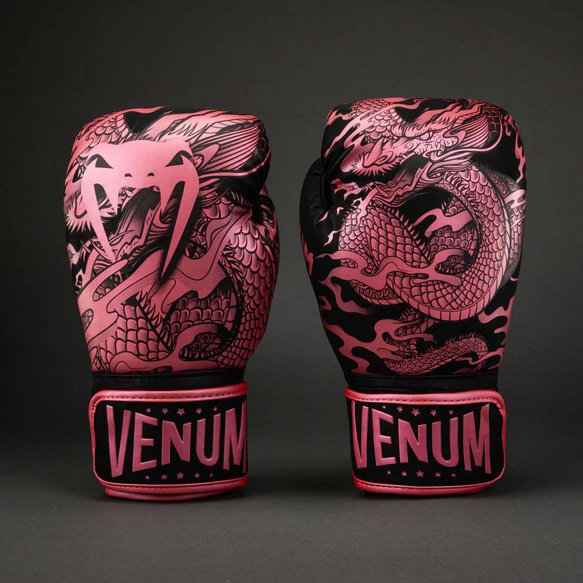 Venum Dragon's Flight Boxing Gloves Black/Metallic Pink at Bytomic Trade and Wholesale