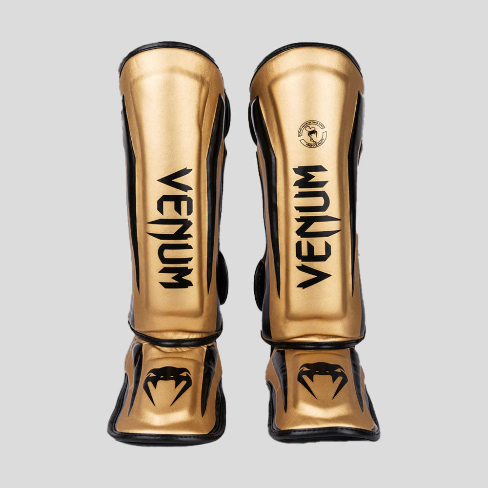 Venum Elite Stand Up Shin Guards Gold/Black at Bytomic Trade and Wholesale