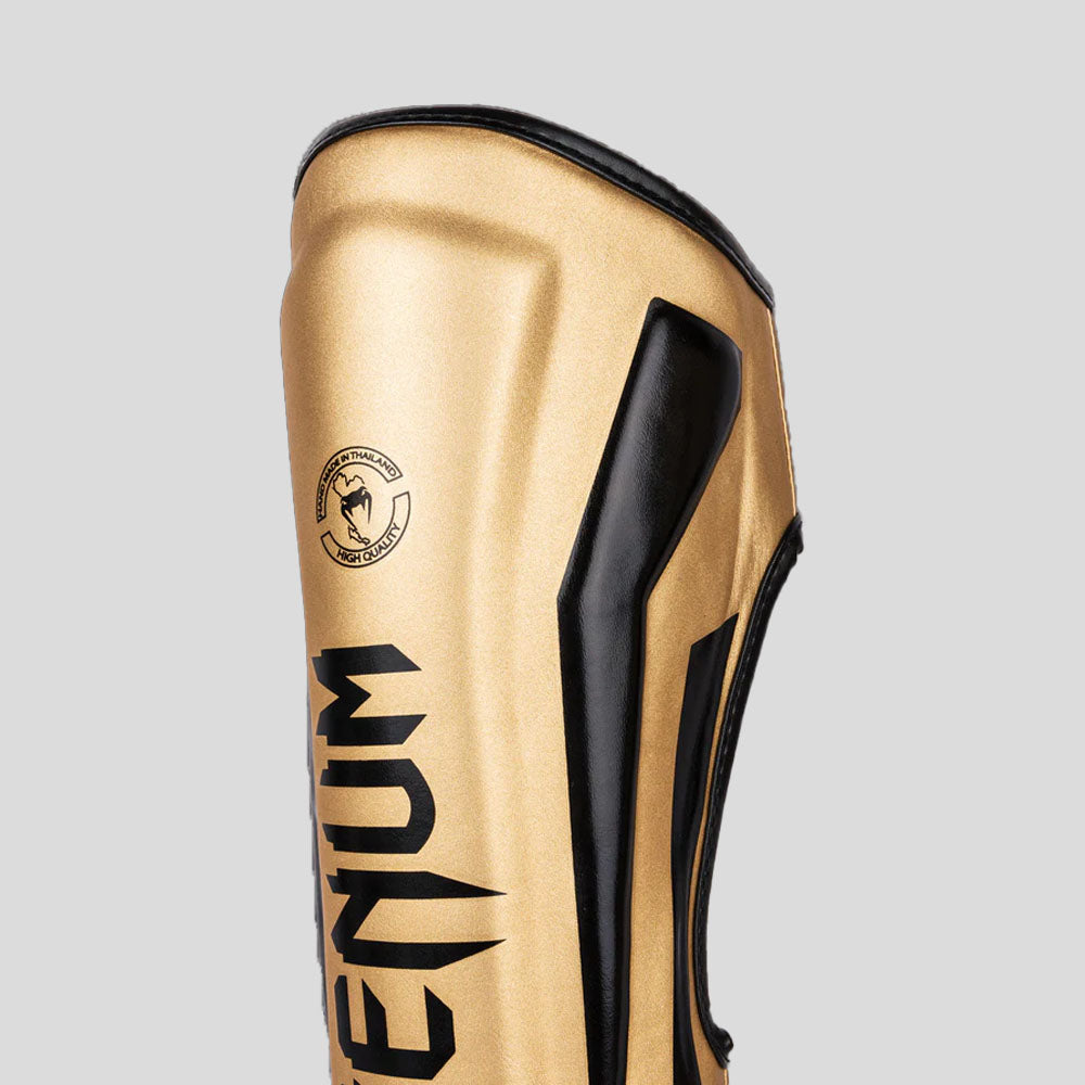 Venum Elite Stand Up Shin Guards Gold/Black at Bytomic Trade and Wholesale