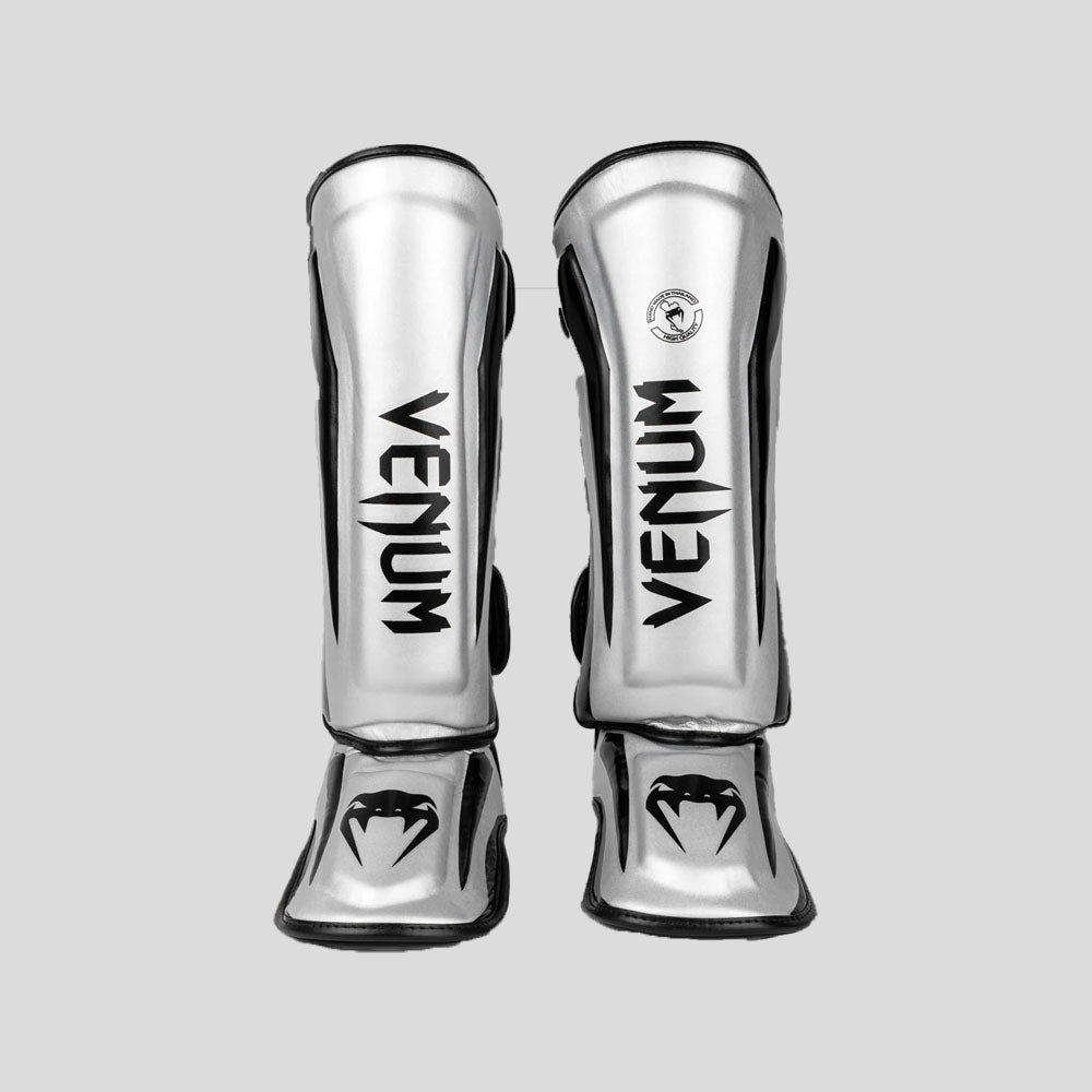 Venum Elite Stand Up Shin Guards Silver/Black at Bytomic Trade and Wholesale