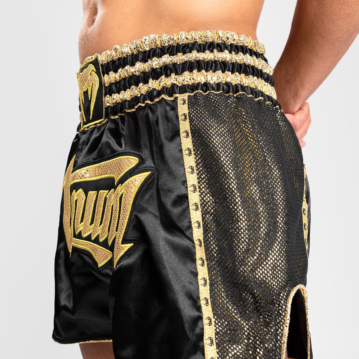 Black/Gold Venum Absolute 2.0 Muay Thai Shorts at Bytomic Trade and Wholesale