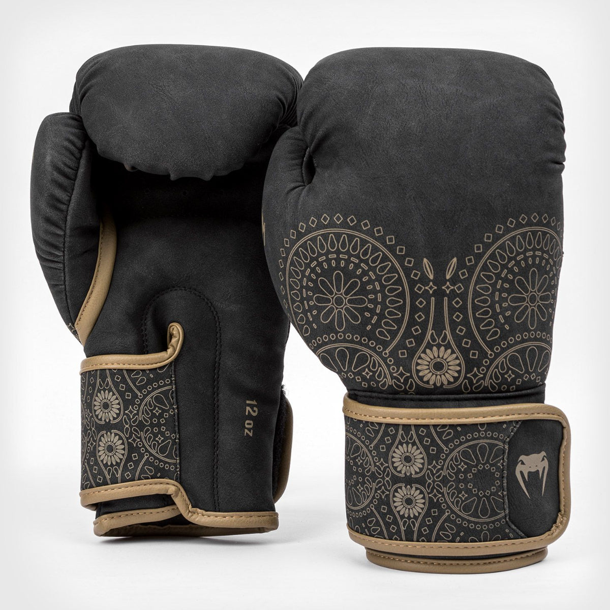 Black/Brown Venum Santa Muerte Dark Side Boxing Gloves at Bytomic Trade and Wholesale