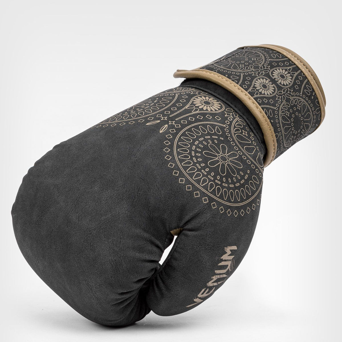 Black/Brown Venum Santa Muerte Dark Side Boxing Gloves at Bytomic Trade and Wholesale