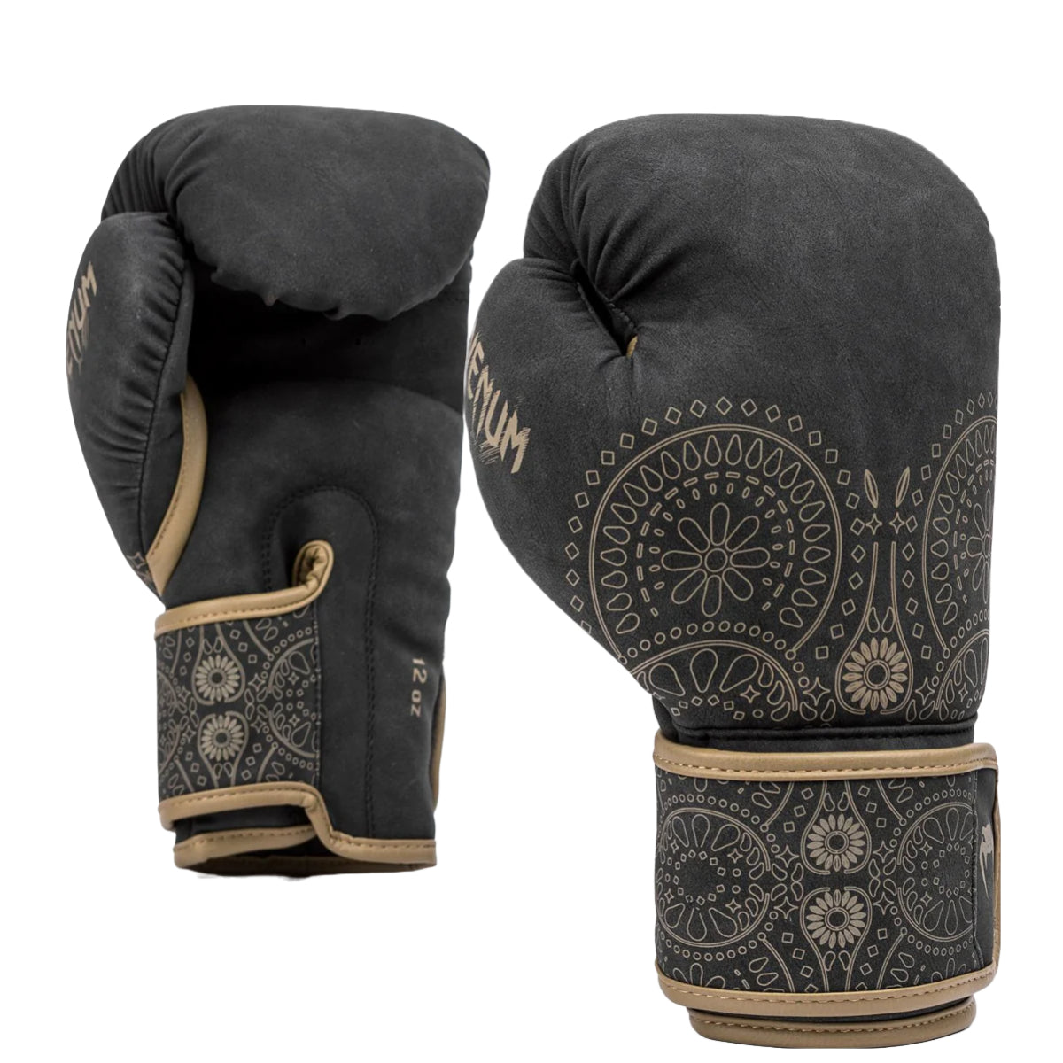 Black/Brown Venum Santa Muerte Dark Side Boxing Gloves at Bytomic Trade and Wholesale
