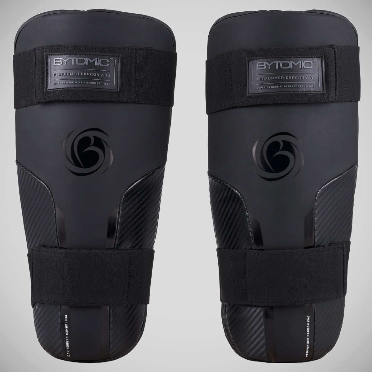Black/Black Bytomic Performer Carbon Evo Shin Guards at Bytomic Trade and Wholesale