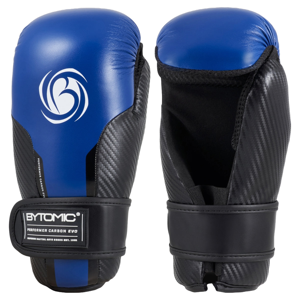 Black/Blue Bytomic Performer Carbon Evo Pointfighter Gloves at Bytomic Trade and Wholesale