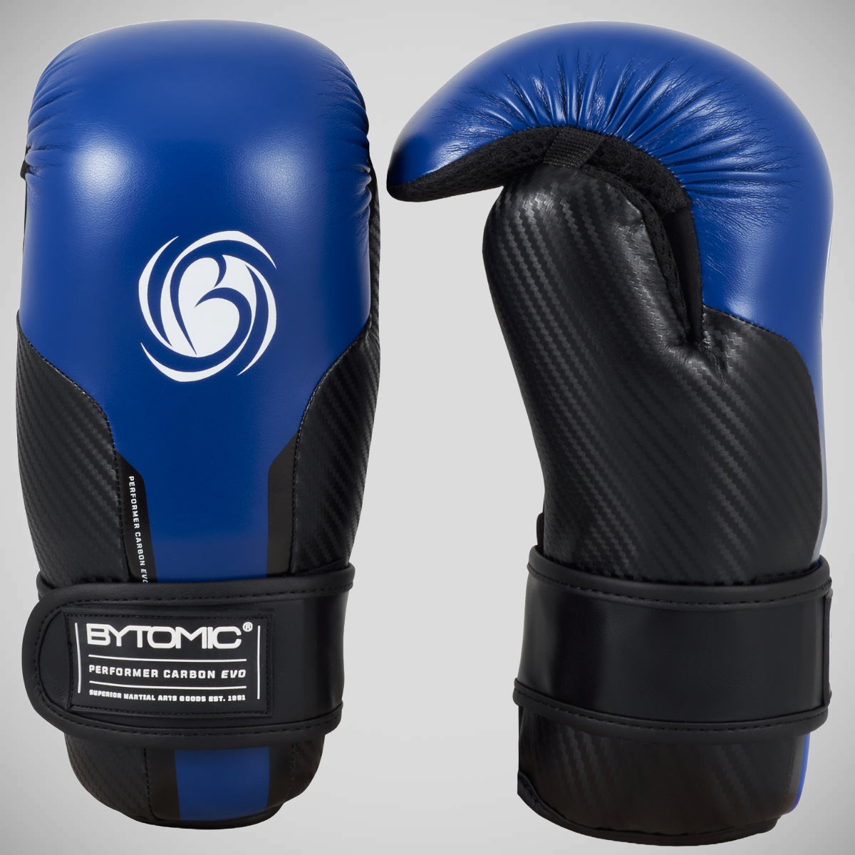 Black/Blue Bytomic Performer Carbon Evo Pointfighter Gloves at Bytomic Trade and Wholesale