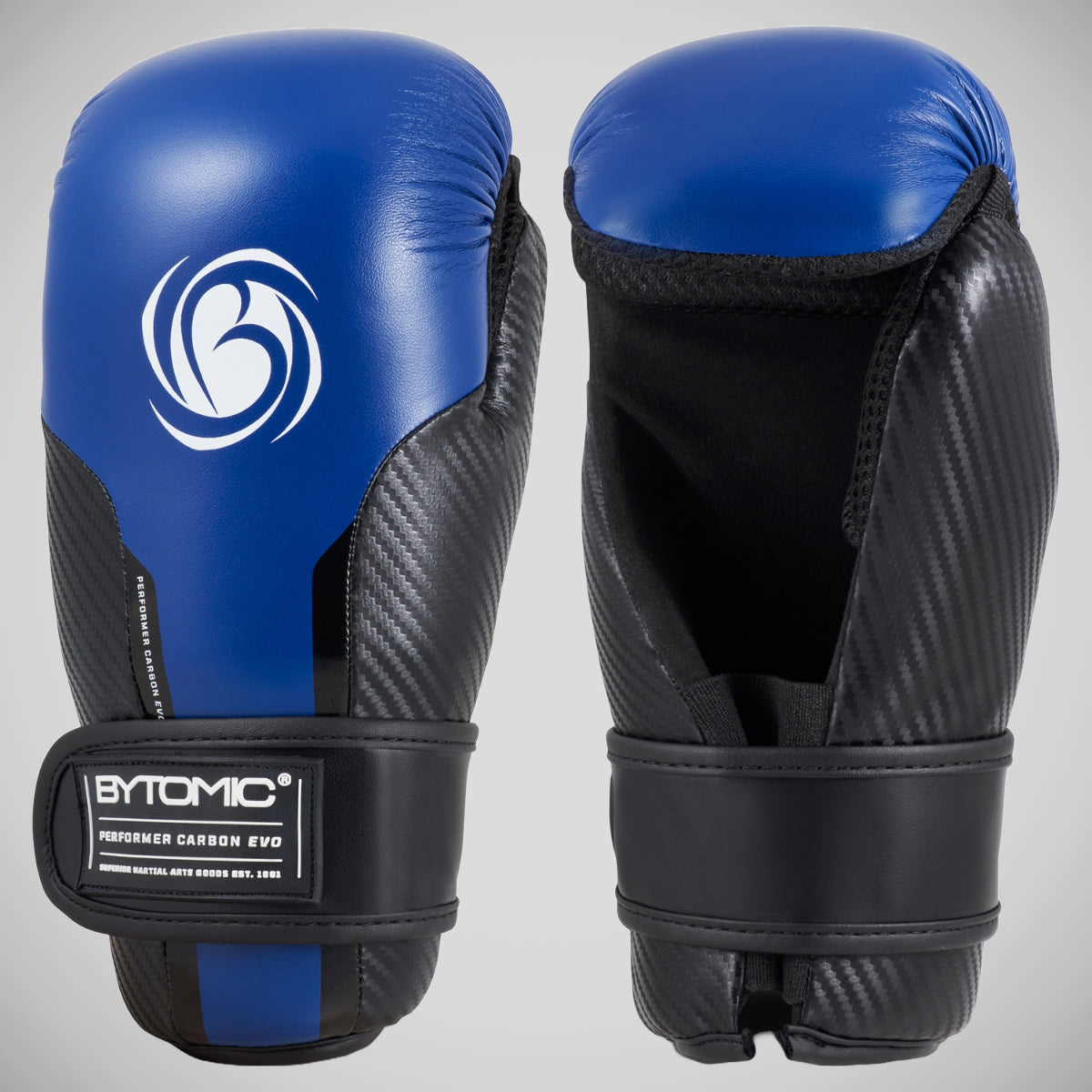 Black/Blue Bytomic Performer Carbon Evo Pointfighter Gloves at Bytomic Trade and Wholesale