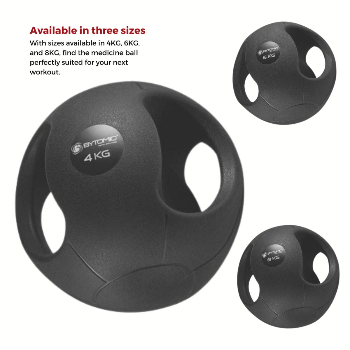Black Bytomic Double Grip Medicine Ball 6kg at Bytomic Trade and Wholesale