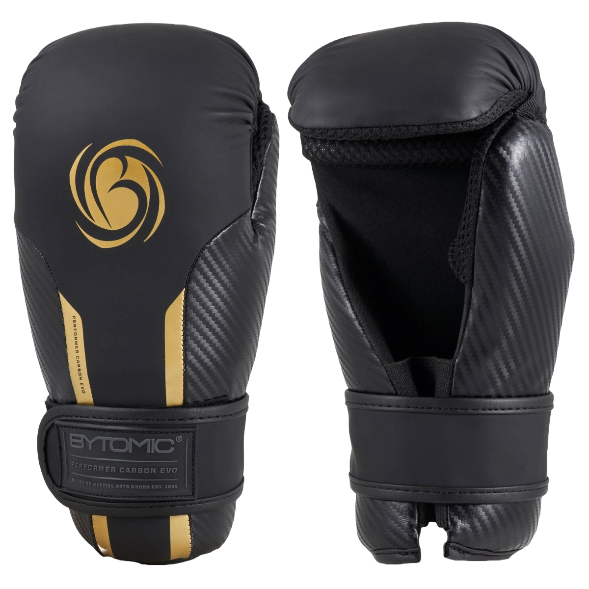 Black/Gold Bytomic Performer Carbon Evo Pointfighter Gloves at Bytomic Trade and Wholesale