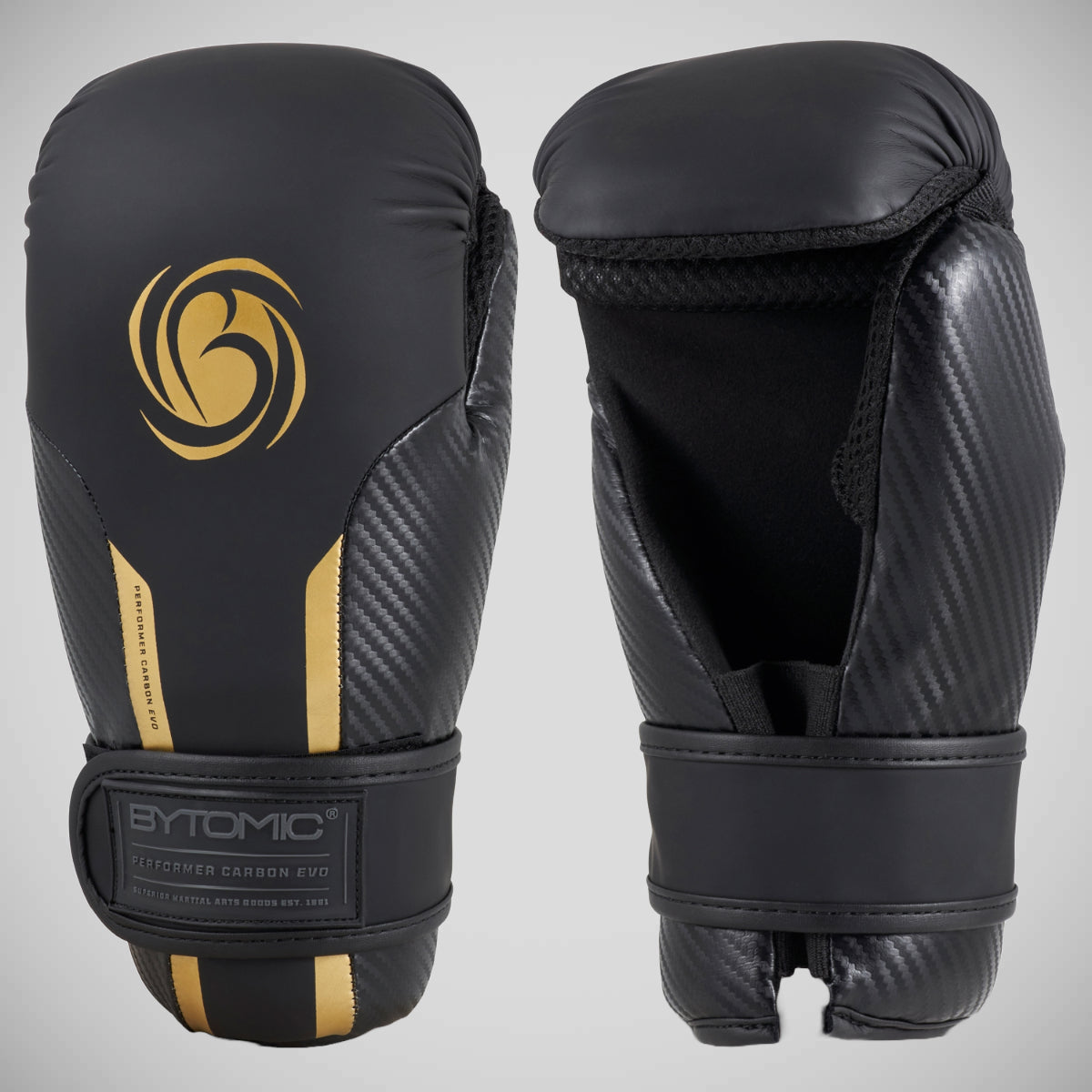 Black/Gold Bytomic Performer Carbon Evo Pointfighter Gloves at Bytomic Trade and Wholesale