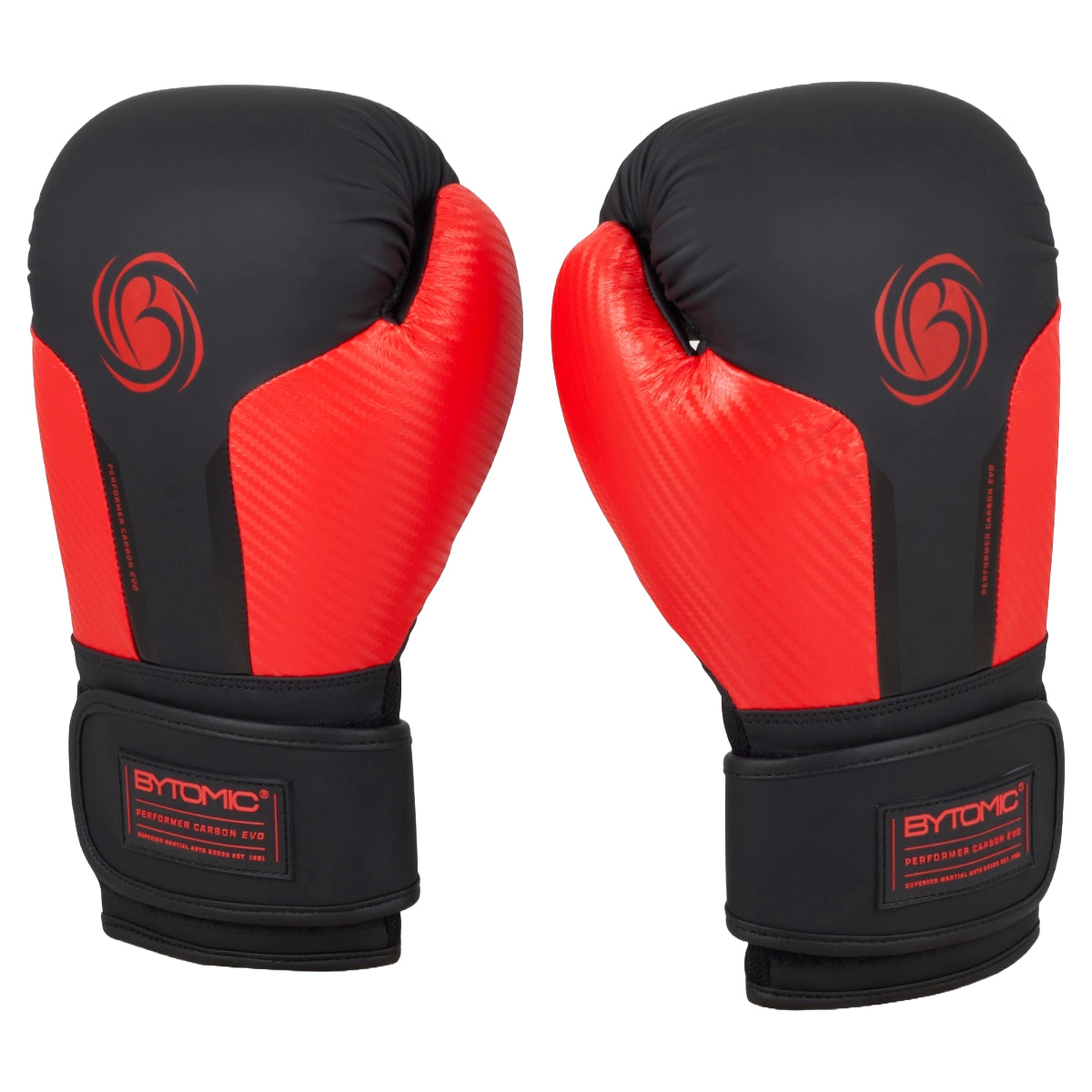 Black/Red Bytomic Performer Carbon Evo Boxing Gloves at Bytomic Trade and Wholesale