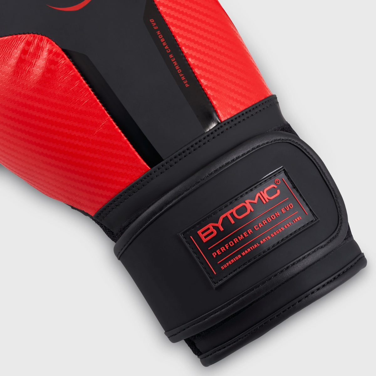 Black/Red Bytomic Performer Carbon Evo Boxing Gloves at Bytomic Trade and Wholesale