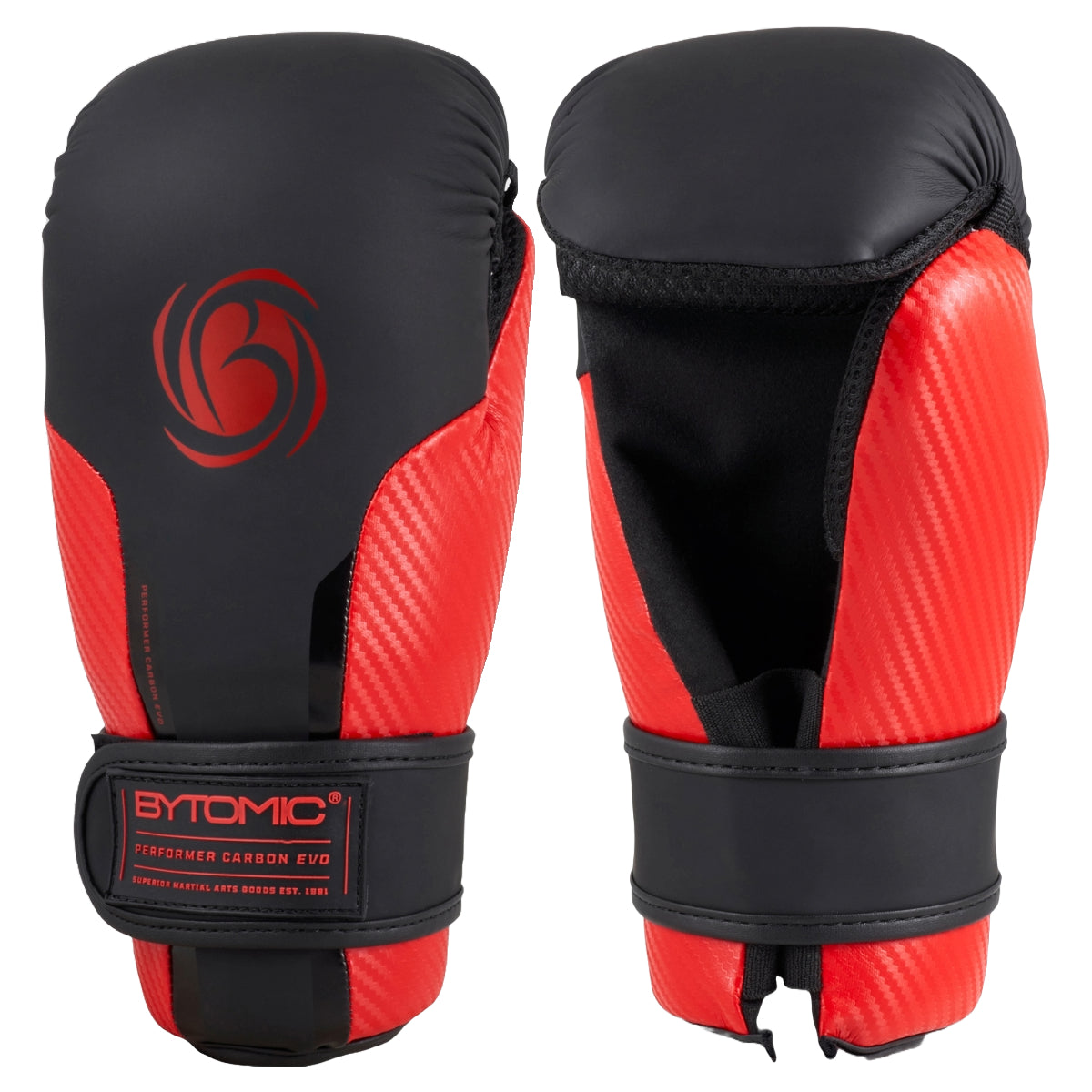 Red/Black Bytomic Performer Carbon Evo Pointfighter Gloves at Bytomic Trade and Wholesale