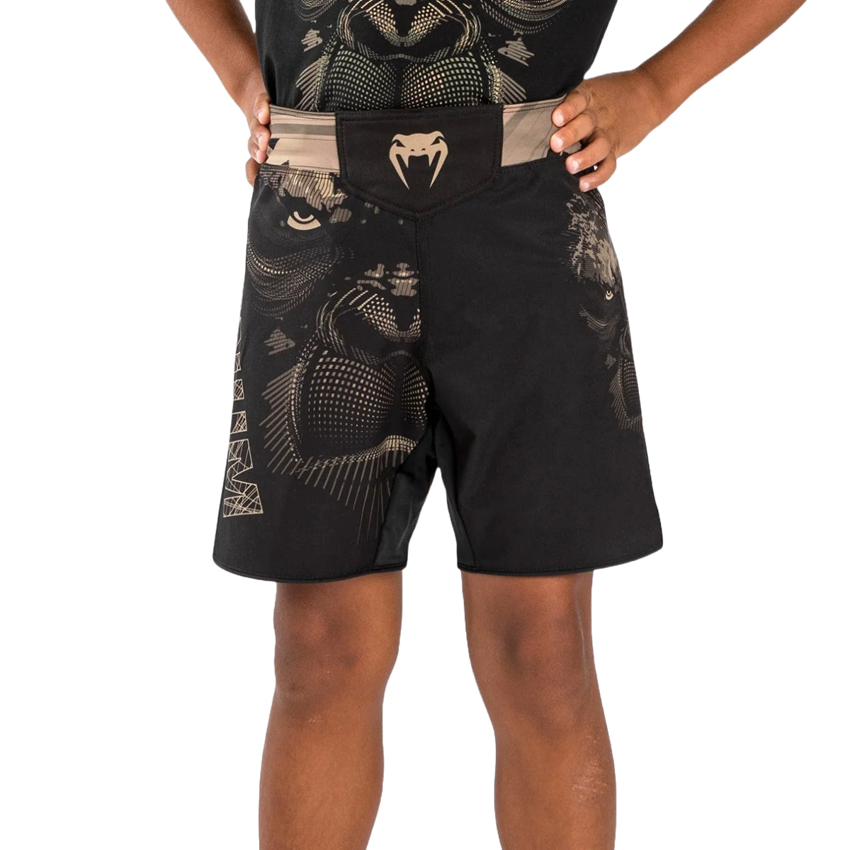 Black/Sand Venum Gorilla Jungle Kids Fight Shorts at Bytomic Trade and Wholesale