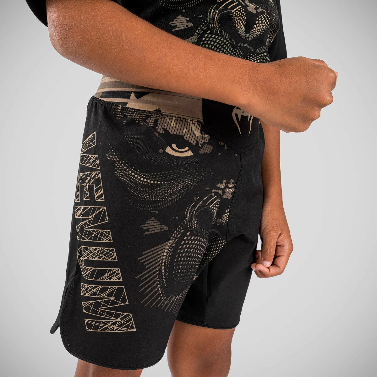 Black/Sand Venum Gorilla Jungle Kids Fight Shorts at Bytomic Trade and Wholesale