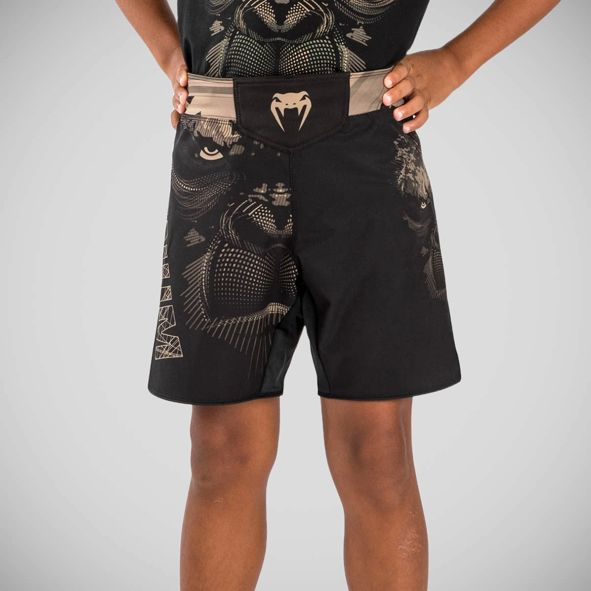 Black/Sand Venum Gorilla Jungle Kids Fight Shorts at Bytomic Trade and Wholesale