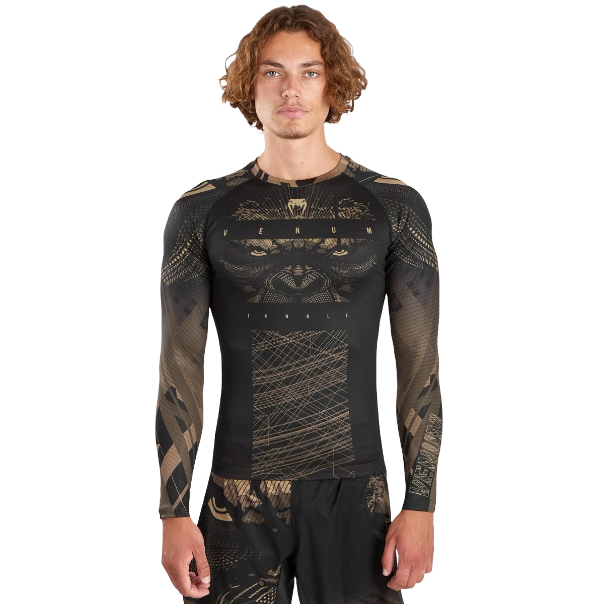 Black/Sand Venum Gorilla Jungle Long Sleeve Rash Guard at Bytomic Trade and Wholesale
