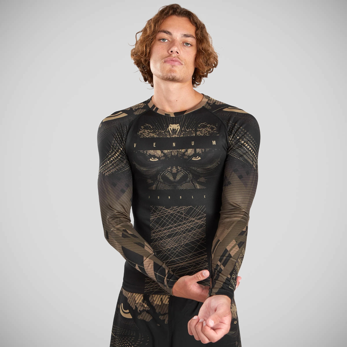 Black/Sand Venum Gorilla Jungle Long Sleeve Rash Guard at Bytomic Trade and Wholesale