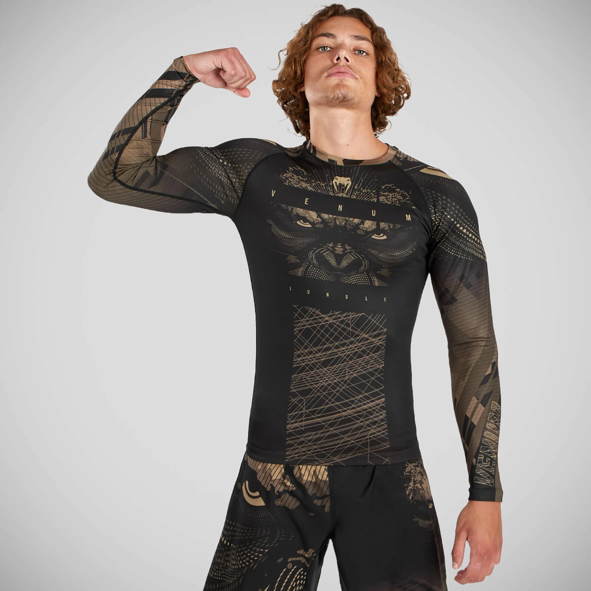Black/Sand Venum Gorilla Jungle Long Sleeve Rash Guard at Bytomic Trade and Wholesale