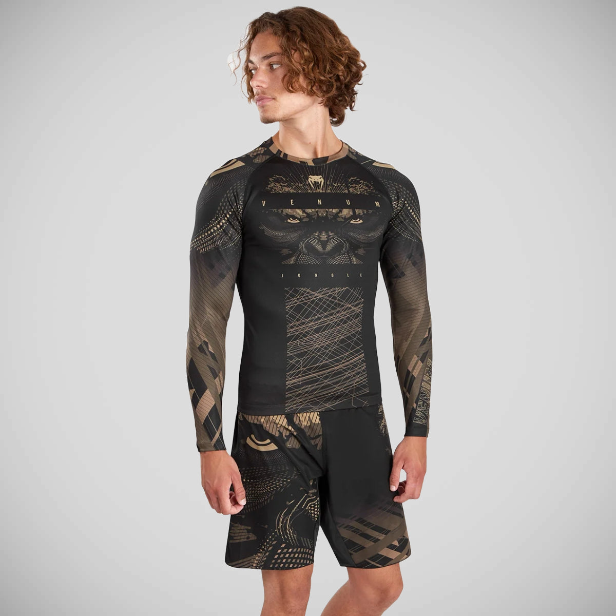 Black/Sand Venum Gorilla Jungle Long Sleeve Rash Guard at Bytomic Trade and Wholesale