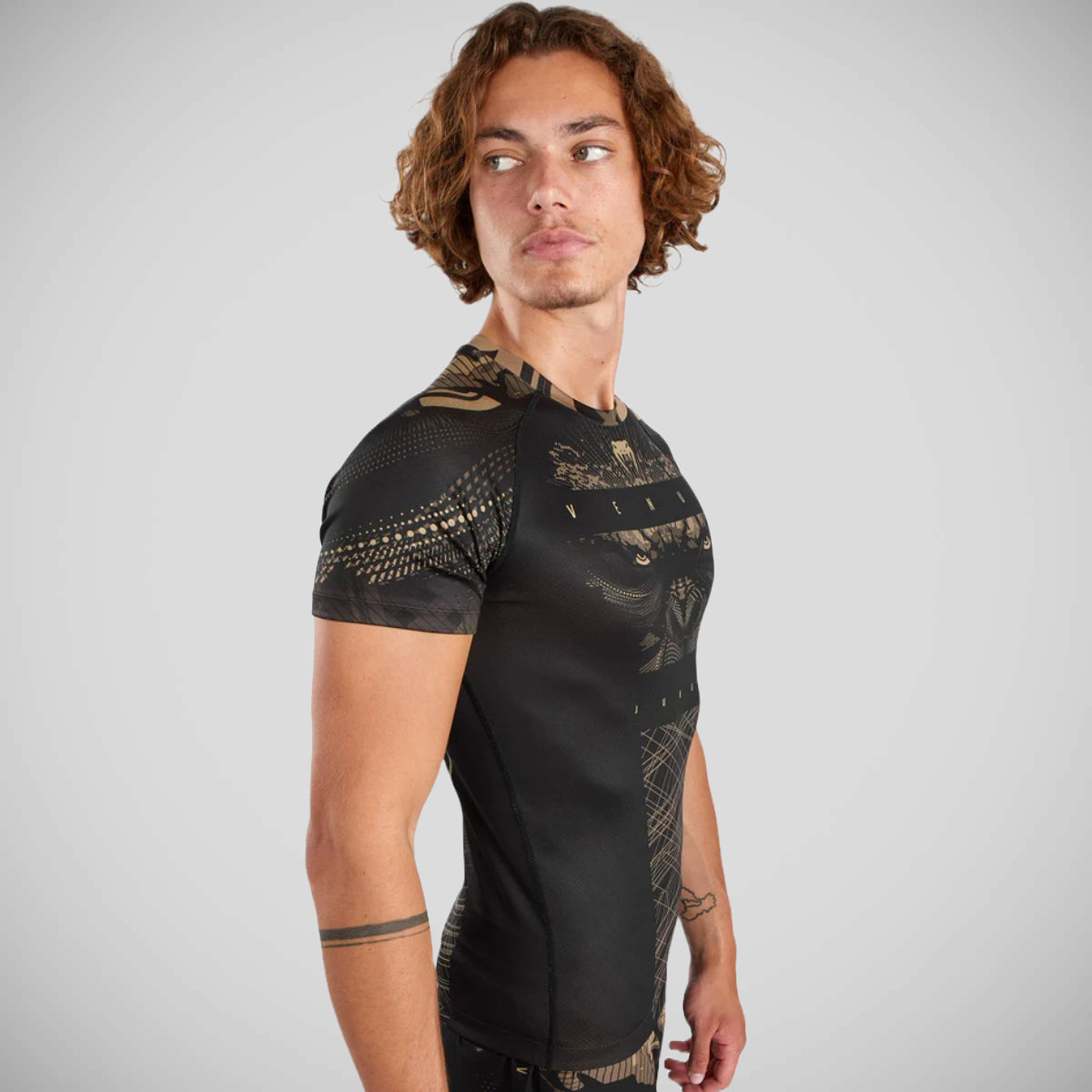 Black/Sand Venum Gorilla Jungle Short Sleeve Rash Guard at Bytomic Trade and Wholesale