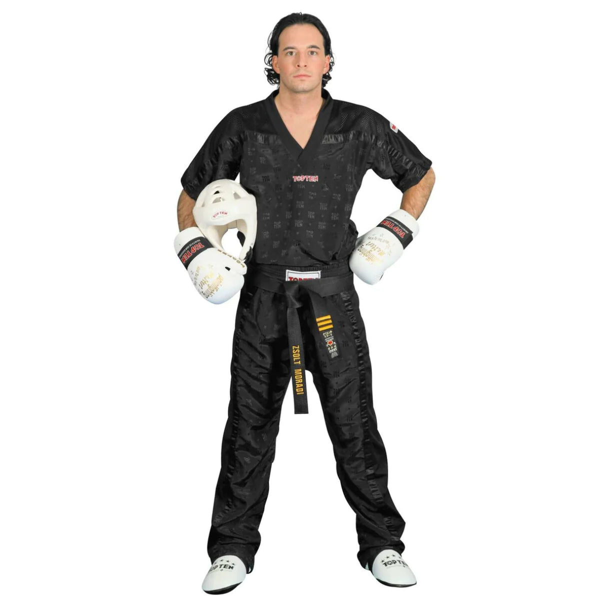 Black/Black Top Ten Adult Mesh Kickboxing Pants at Bytomic Trade and Wholesale