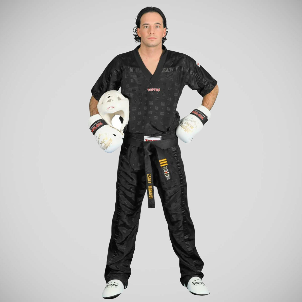 Black/Black Top Ten Adult Mesh Kickboxing Pants at Bytomic Trade and Wholesale