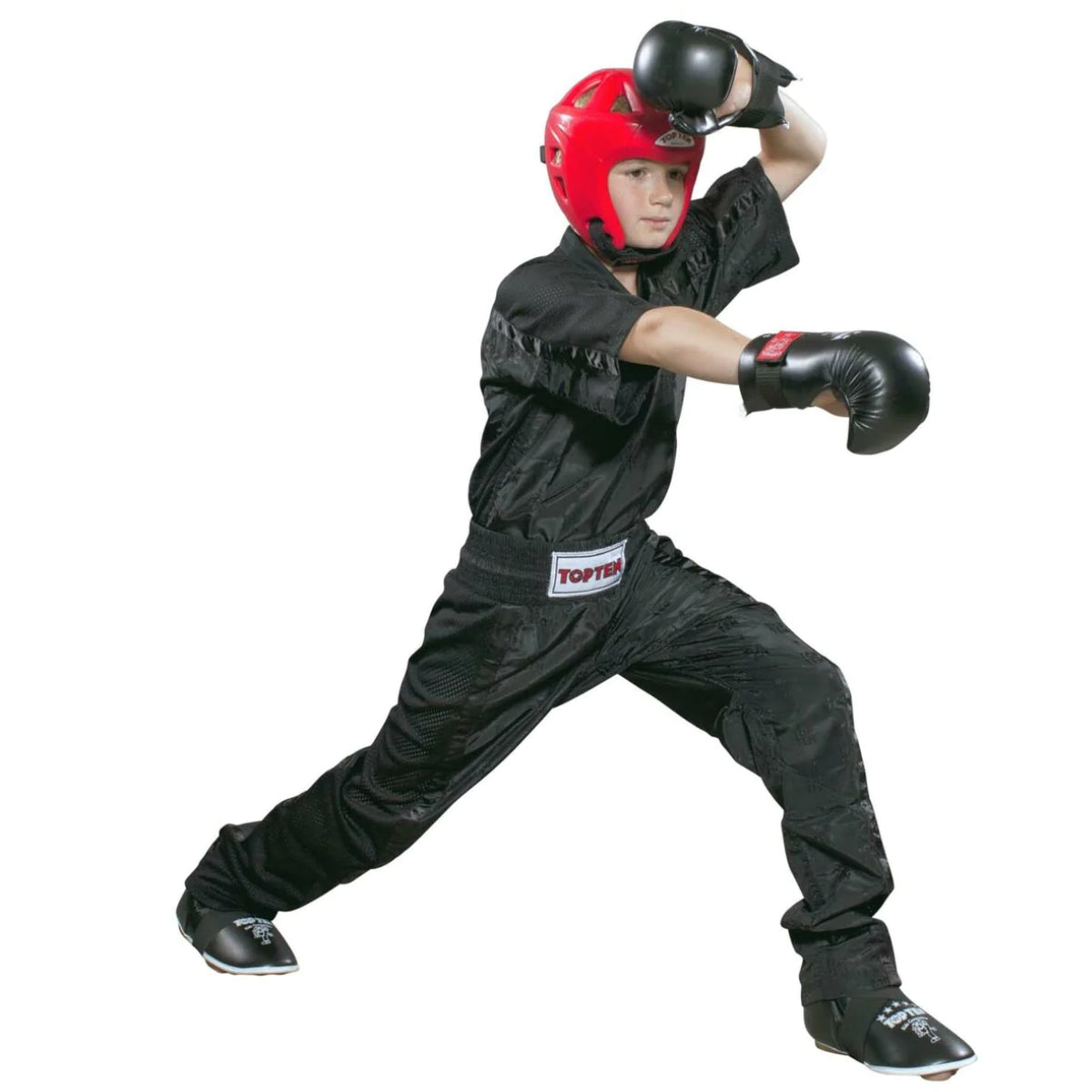 Black/Black Top Ten Kids Mesh Kickboxing Pants at Bytomic Trade and Wholesale