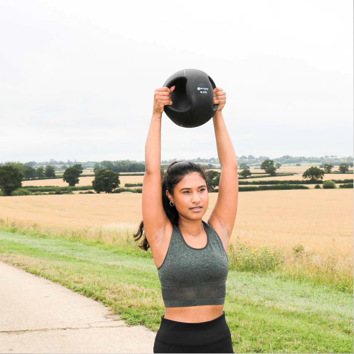 Black Bytomic Double Grip Medicine Ball 6kg at Bytomic Trade and Wholesale