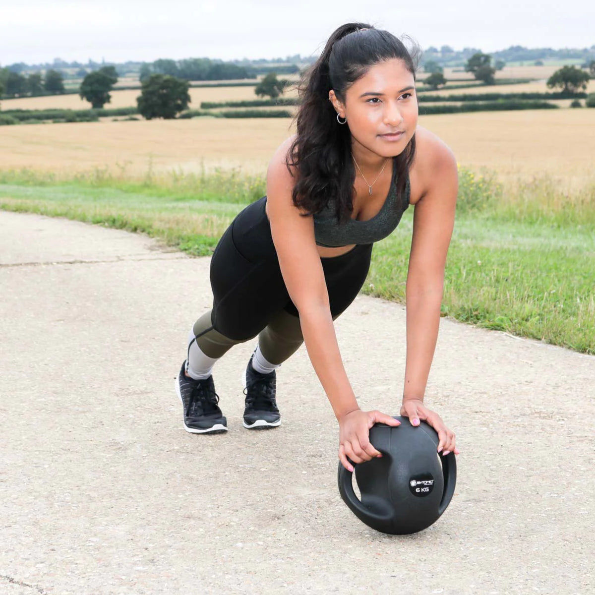 Black Bytomic Double Grip Medicine Ball 6kg at Bytomic Trade and Wholesale