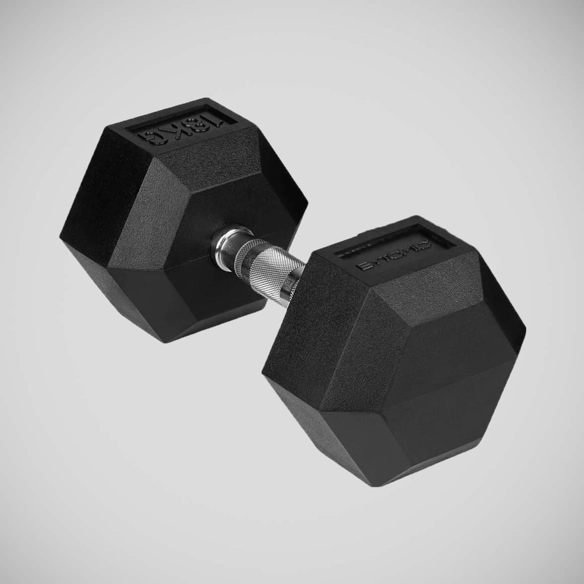 Black Bytomic Rubber 18kg Hexagon Dumbbell Single at Bytomic Trade and Wholesale