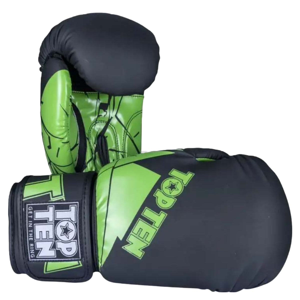 Black/Green Top Ten The Splitter Boxing Gloves at Bytomic Trade and Wholesale