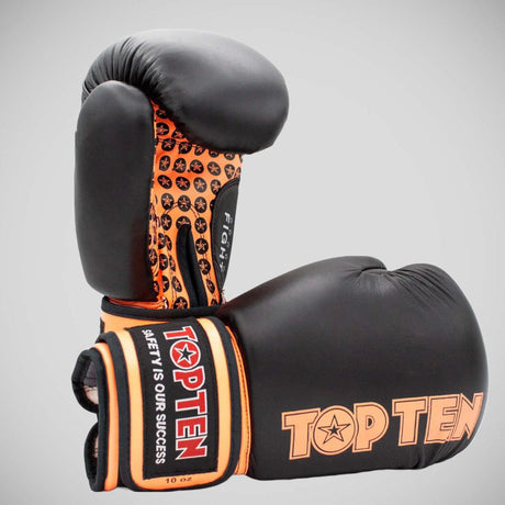 Black/Orange Top Ten Fight Boxing Gloves    at Bytomic Trade and Wholesale
