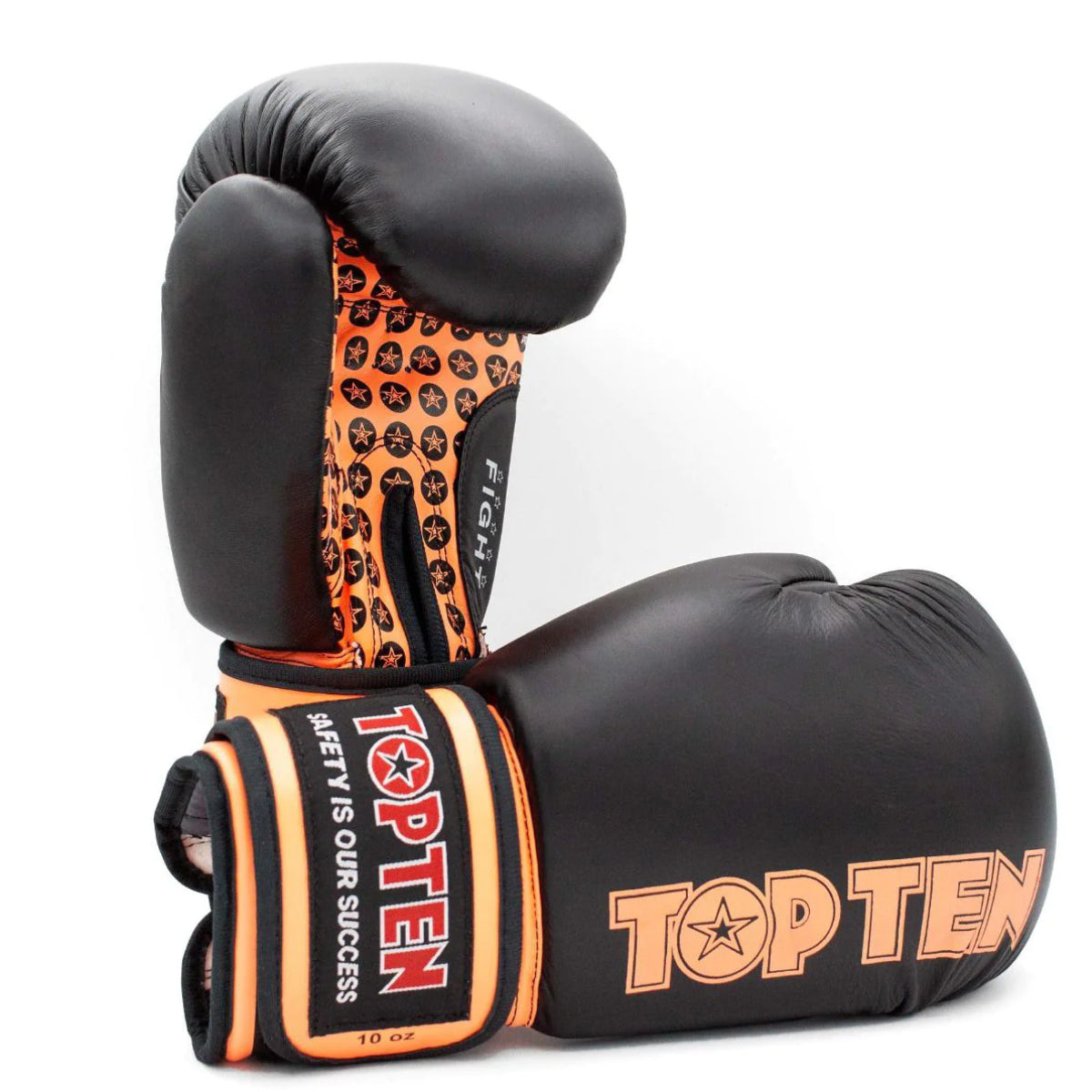 Black/Orange Top Ten Fight Boxing Gloves at Bytomic Trade and Wholesale