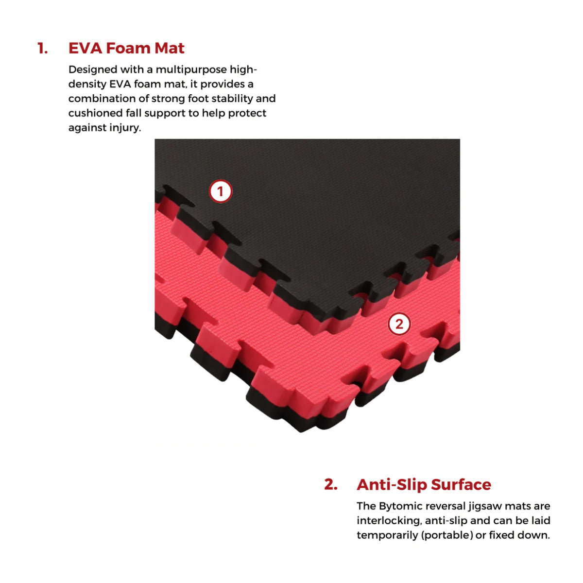 Black/Red Bytomic Reversible 40mm Jigsaw Mat at Bytomic Trade and Wholesale