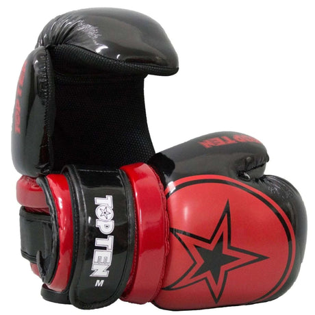 Black/Red Top Ten Glossy Block Star Pointfighter Gloves    at Bytomic Trade and Wholesale