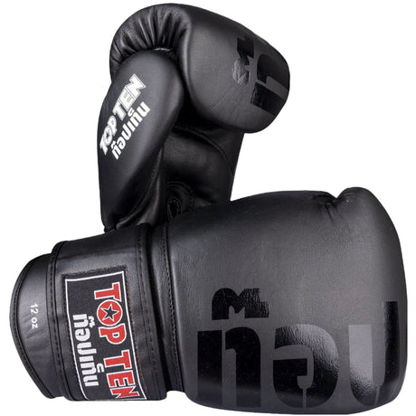 Black Top Ten Ajarn Leather Sparring Gloves    at Bytomic Trade and Wholesale