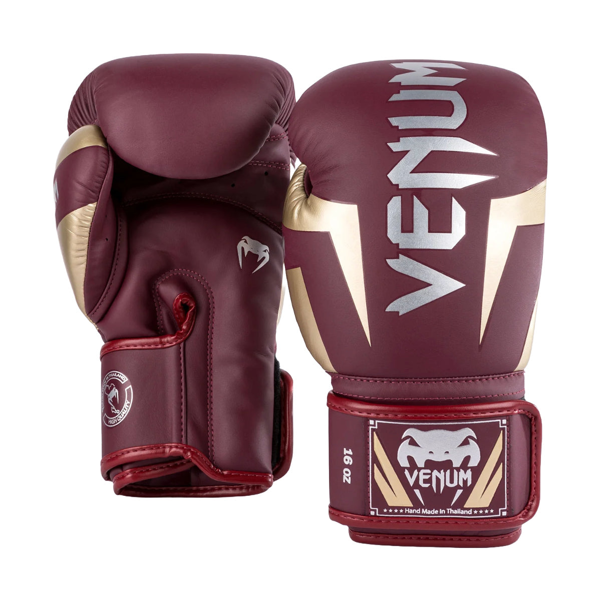 Burgundy/Gold Venum Elite Boxing Gloves at Bytomic Trade and Wholesale