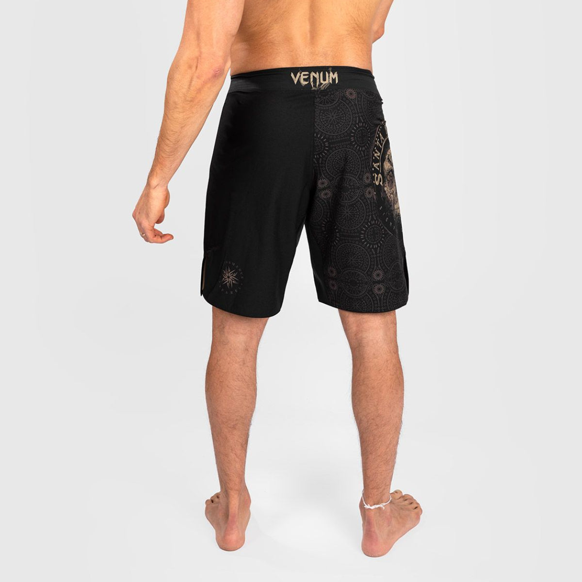 Black/Brown Venum Santa Muerte Dark Side Fight Shorts at Bytomic Trade and Wholesale