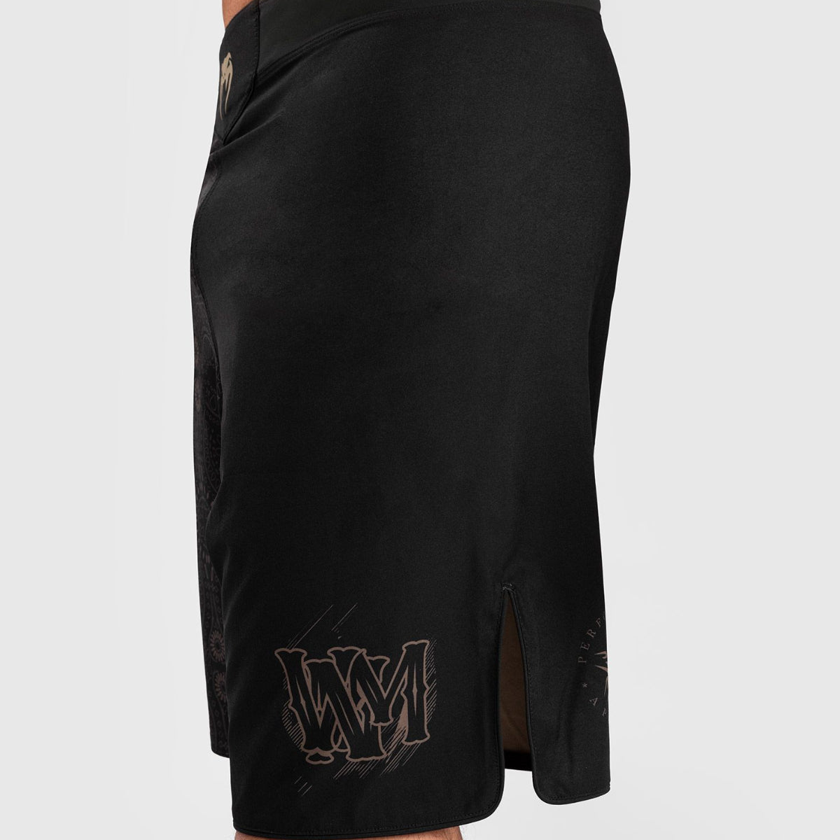 Black/Brown Venum Santa Muerte Dark Side Fight Shorts at Bytomic Trade and Wholesale